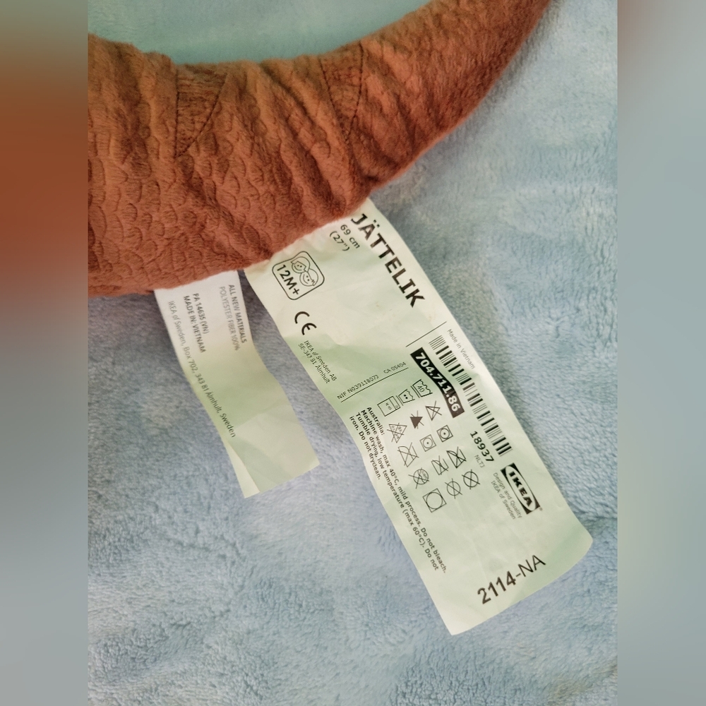 Plush Triceratops Dinosaur Toy Ikea Jattelik 27" Dinosaur Stuffed Animal Decor - Picture 5 of 5